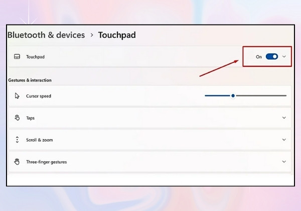 Kích hoạt Touchpad trong mục Mouse Properties bước 5