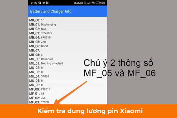 kiểm tra dung lượng điện thoại Xiaomi Redmi 5 Plus