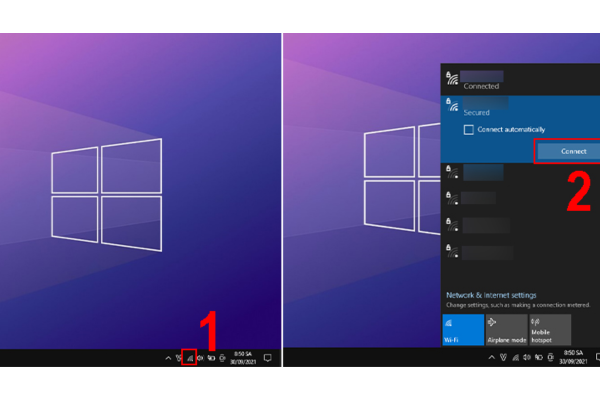 Mở WiFi trên laptop thông qua thanh Taskbar