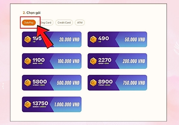 Nạp thẻ Đấu trường chân lý qua ví Zalo Pay bước 1 Nạp thẻ Đấu trường chân lý qua ví Zalo Pay bước 1