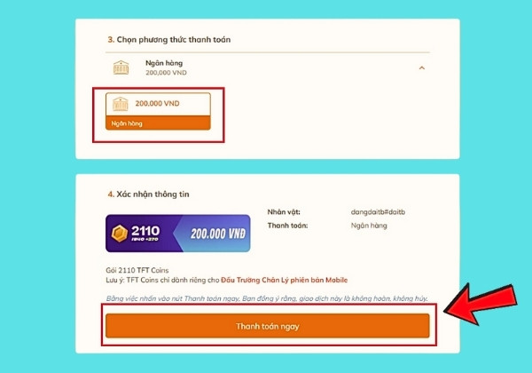 Nạp thẻ game Đấu Trường Chân Lý qua ATM ngân hàng bước 2 Nạp thẻ game Đấu Trường Chân Lý qua ATM ngân hàng bước 2