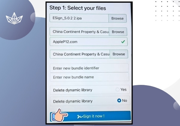 Nhập file Esign iPa và chứng chỉ 5
