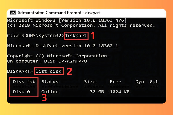 Sửa lỗi ổ cứng Not Initialized thông qua Command Prompt 2