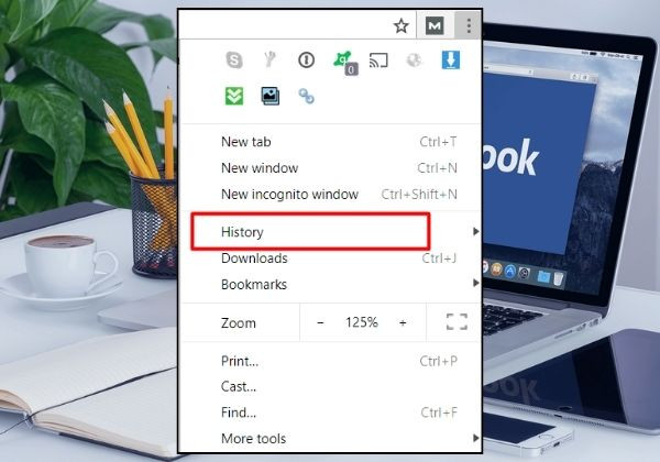 Xóa bộ nhớ cache và cookie bước 1.1