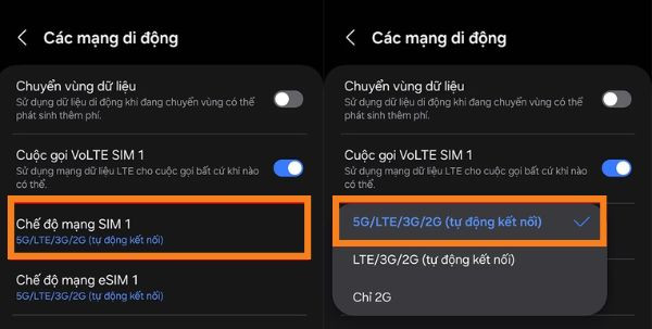 Cách bật 5G trên Samsung bước 2 Cách bật 5G trên Samsung bước 2