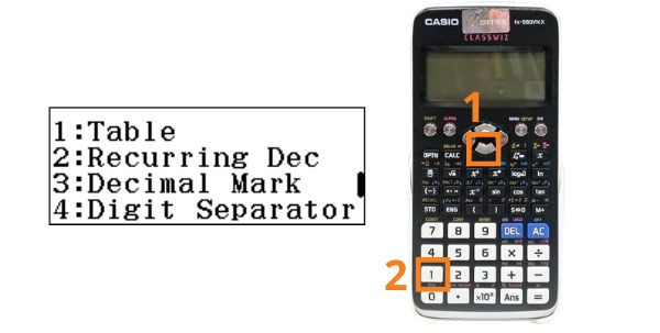 Cách bật - tắt g(x) trên máy tính Casio bước 2
