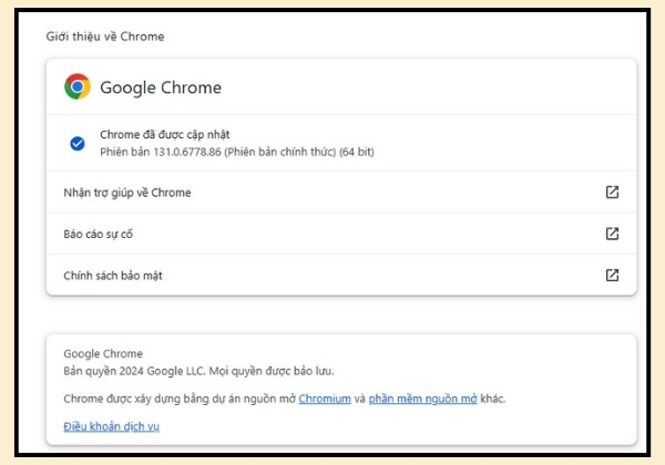 Cập nhật Chrome bước 2