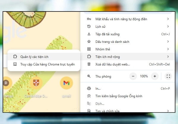 Cập nhật tiện ích mở rộng bước 1