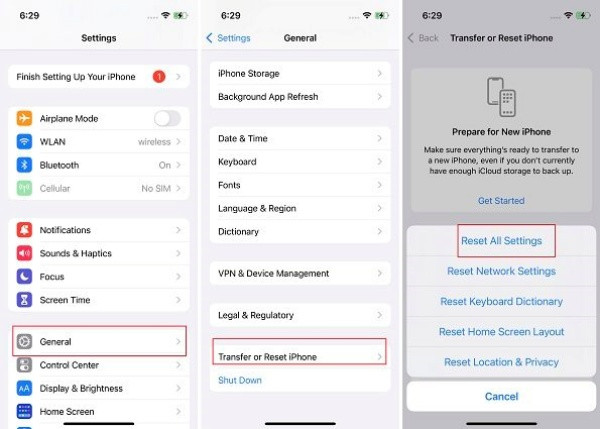 Đặt lại tất cả cài đặt 12 Pro Max