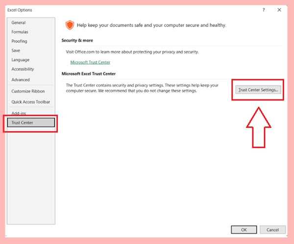 Điều chỉnh bảo mật sửa lỗi Automatic update of links has been disabled