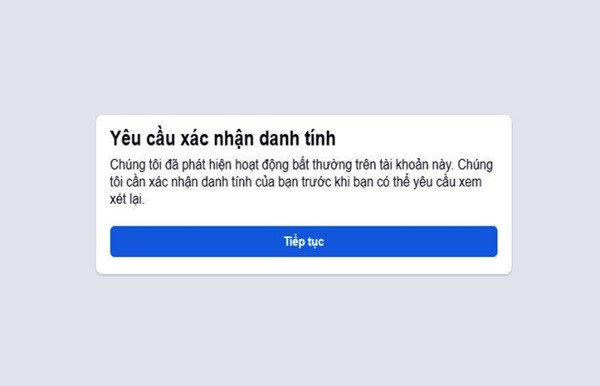 Facebook yêu cầu xác minh danh tính