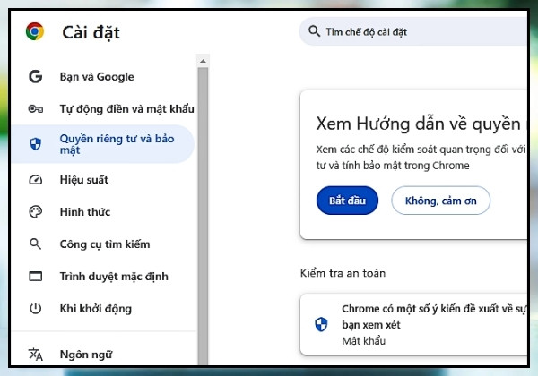 Xóa cache trình duyệt bước 1
