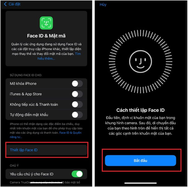 Cách cài Face ID bước 2