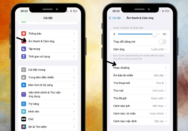 Cách đổi nhạc chuông điện thoại trên iPhone bằng cài đặt mặc định bước 1