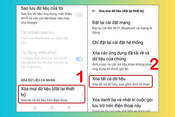 Cách reset cho điện thoại Realme 1