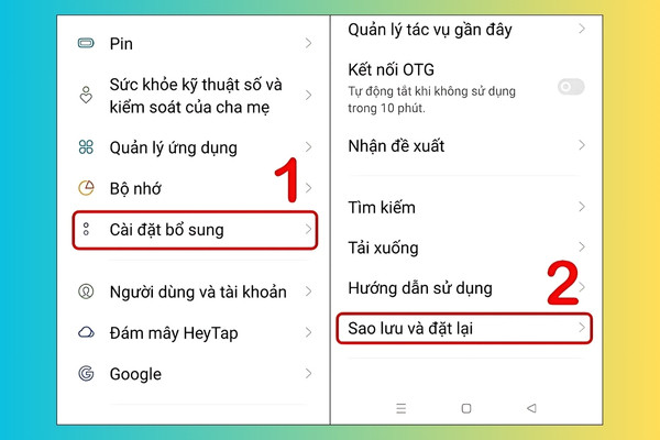 Cách reset cho điện thoại Realme