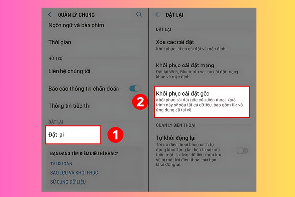 Cách reset điện thoại Samsung qua phần cài đặt bước 2