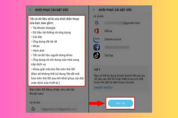 Cách reset điện thoại Samsung qua phần cài đặt bước 3
