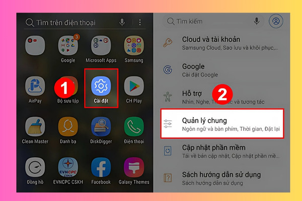 Cách reset điện thoại Samsung qua phần cài đặt bước 1