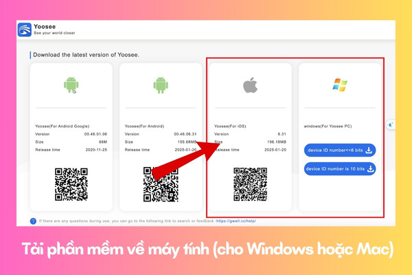Cài đặt Yoosee app và tạo tài khoản trên máy tính bước 1
