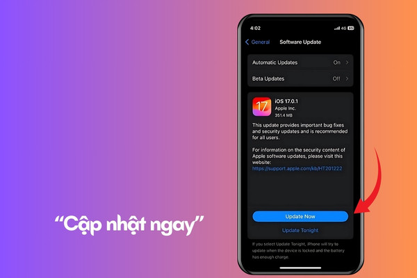 Cập nhật lại iOS bước 4