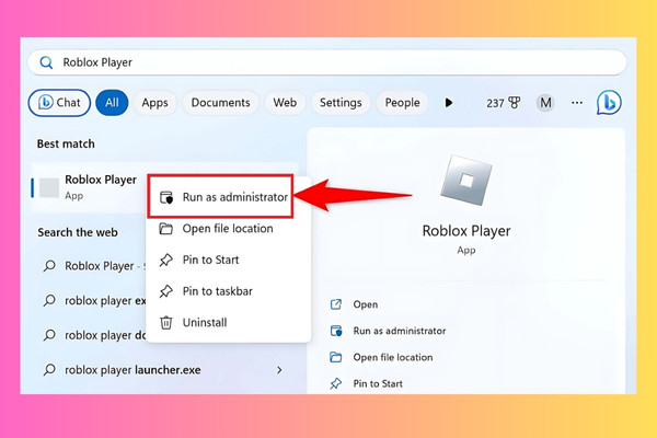 Chạy lại game Roblox với quyền quản trị viên bước 2