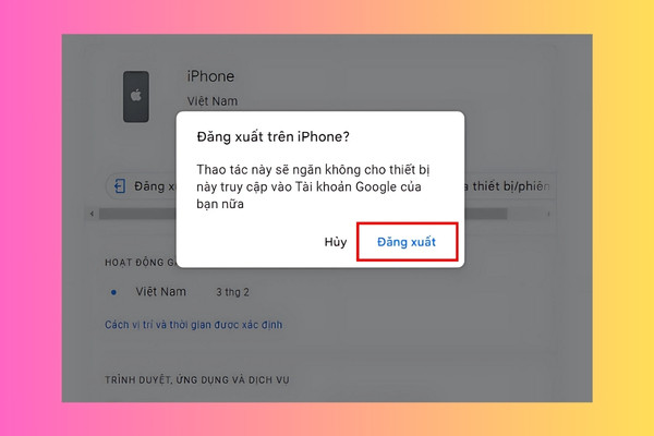 Có thể đăng xuất Google mà không cần đổi mật khẩu không bước 3