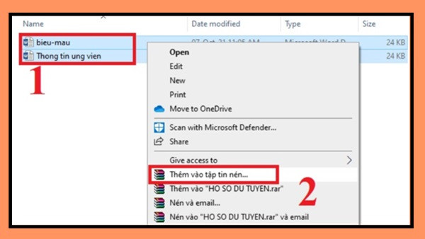 Dùng WinRAR nén file Word b2 Dùng WinRAR nén file Word b2