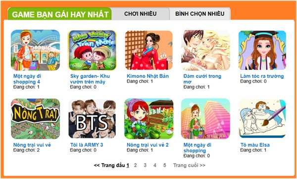 Game thời trang bạn gái hay