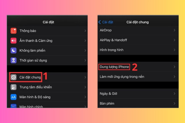 Giải phóng dung lượng lưu trữ bước 1