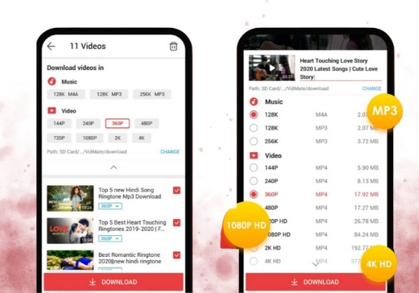 Hỗ trợ nhiều định dạng và chất lượng video Hỗ trợ nhiều định dạng và chất lượng video