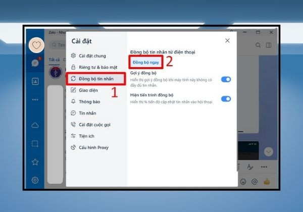Hướng dẫn cách đồng bộ tin nhắn Zalo từ máy tính sang điện thoại bước 2