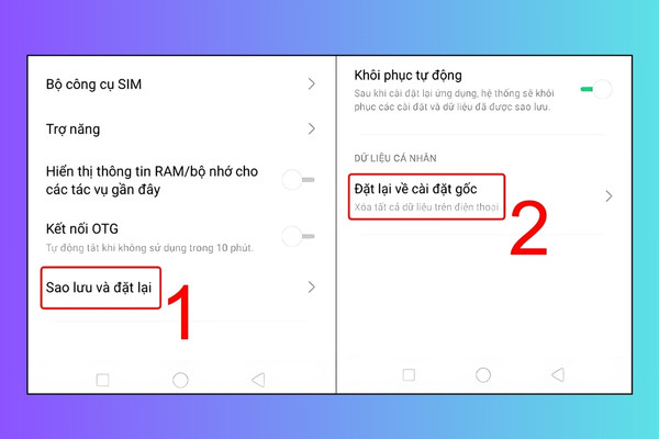 Cách thực hiện reset điện thoại Oppo qua phần cài đặt bước 3
