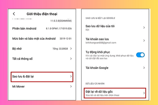 Cách reset điện thoại Redmi bước 4
