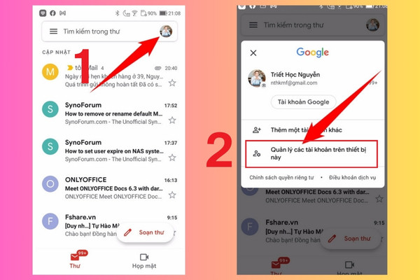 Hướng dẫn đăng xuất tài khoản Google đơn giản trên điện thoại bước 1