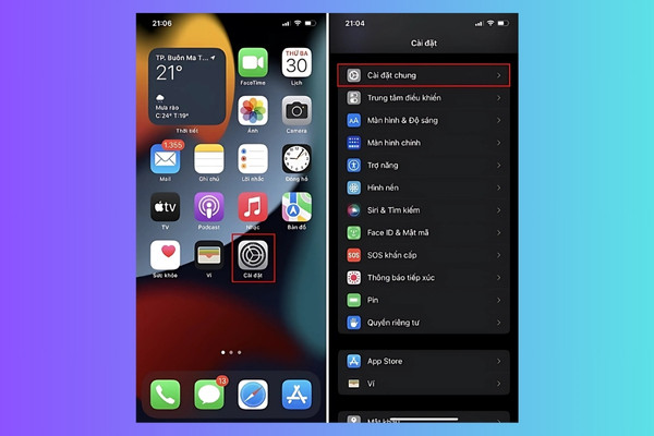 Khôi phục lại tất cả cài đặt gốc cho thiết bị iPhone bước 1