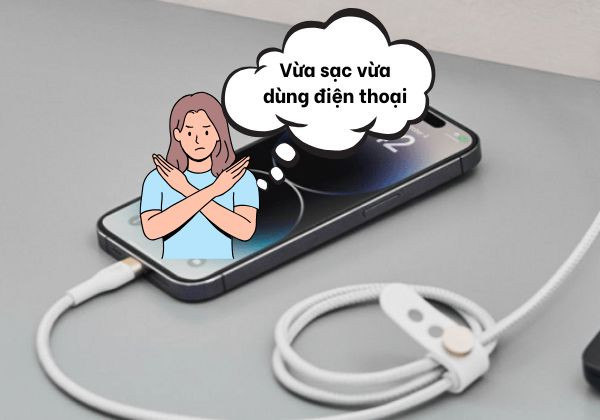 Không vừa sạc vừa sử dụng điện thoại