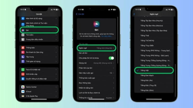 kích hoạt Siri tiếng Việt trên iPhone