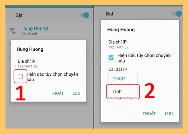 Bước 2:&nbsp; tích chọn Hiện các tùy chọn chuyên sâu > chế độ Tĩnh. 2