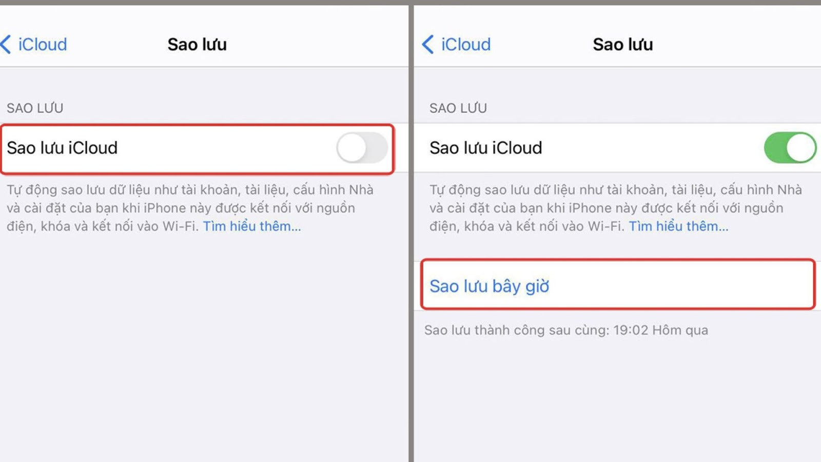 sao lưu iPhone 13