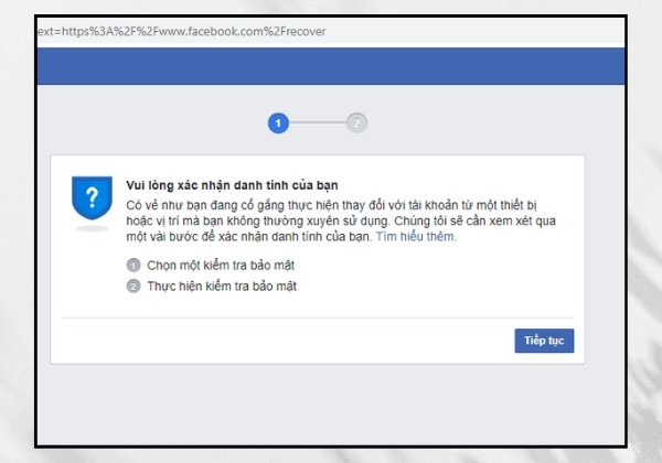 Bước 1: Truy cập trang xác nhận danh tính 