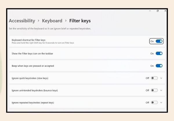 Tắt Filter Keys 2 Tắt Filter Keys 2