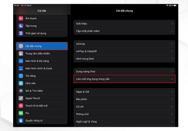 Tắt làm mới ứng dụng trong nền