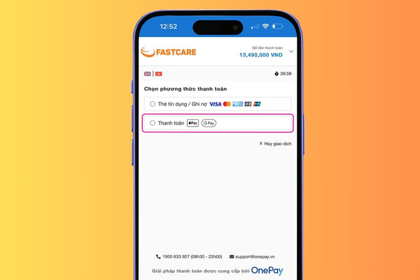 Thanh toán online bước 1