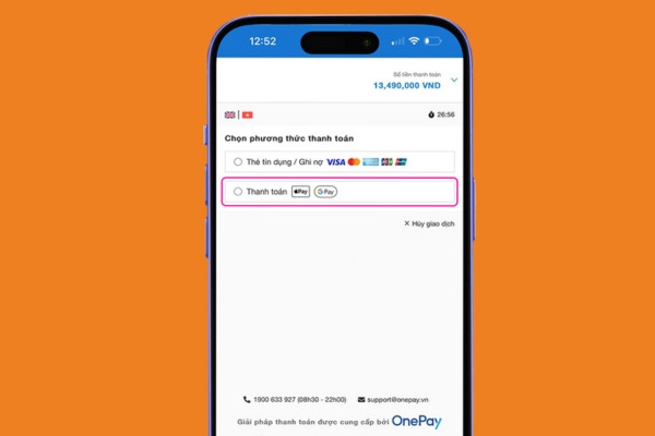 Thanh toán trên ứng dụng, trang web có hỗ trợ Apple Pay bước 1 Thanh toán trên ứng dụng, trang web có hỗ trợ Apple Pay bước 1