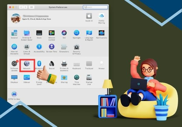 Bấm quên mạng trên Macbook và kết nối lại bước 1