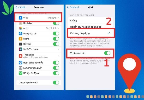 Cách bật vị trí trên Facebook cho người chưa biết bước 4,5