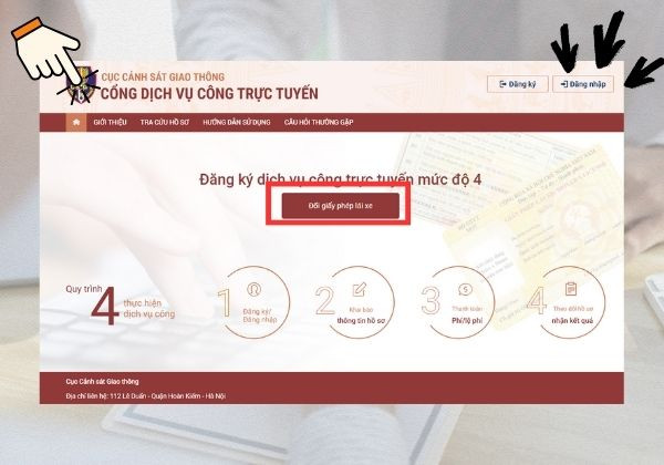 Cách đổi GPLX online bước 1