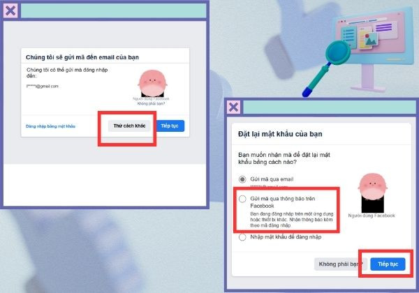 Cách lấy lại Facebook không cần mã xác nhận trên thiết bị khác bước 2