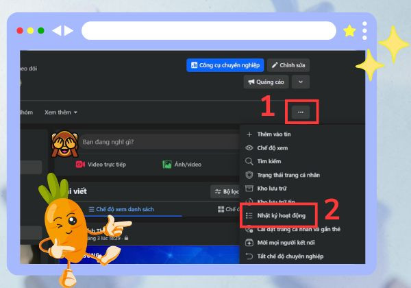 Cách xóa tất cả bài viết đã share trên trang cá nhân bằng máy tính bước 2
